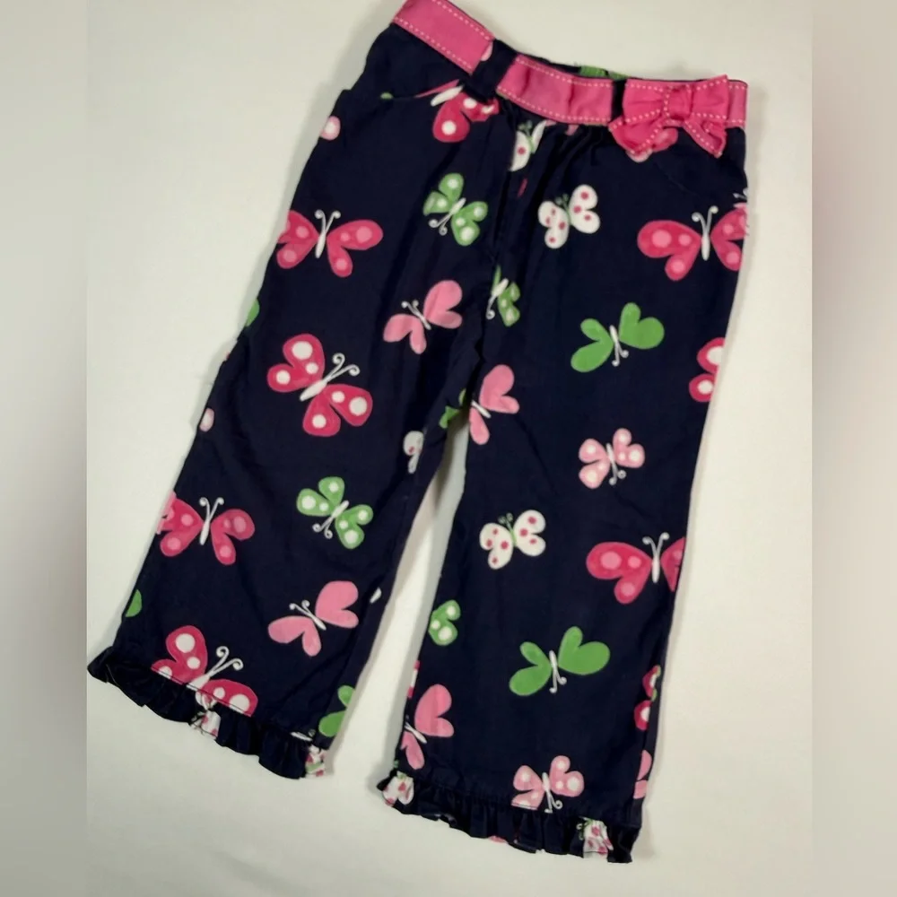 GYMBOREE Girls Butterfly Print Cotton Pants 18 To 24‎ Months Navy Pink